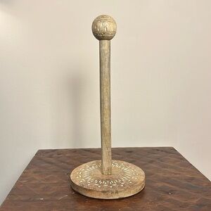 🏠 Boho Paper Towel Dispenser | Light Wood / Carved Design